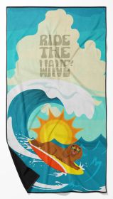 Surfer Dog Ruby Cavalier Spaniel Premium Beach Towel Oversized Towel Beach Blanket, Pool, Beach Essentials, Yoga, Premium Bath Towel, Quick Dry P